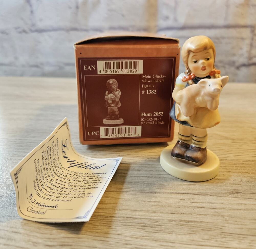 Goebel M.I. Hummel Club Pigtails #2052 Hum 1382 Figurine 1998 Vintage w/ Box COA